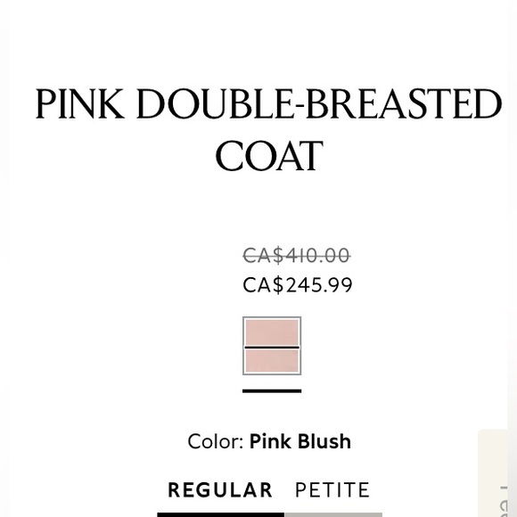 BANANA REPUBLIC PINK DOUBLE-BREASTED COAT PINK BLUSH MEDIUM - Picture 2 of 16